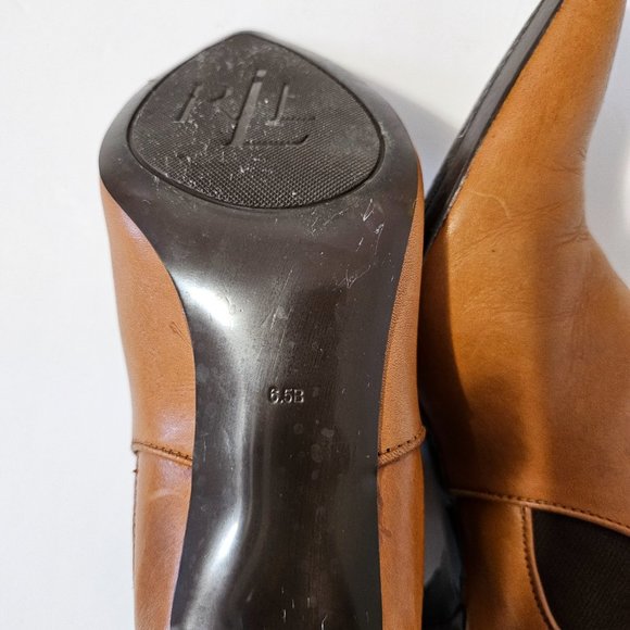 Ralph Lauren Leather Ankle Boots Camel Brown SZ 6.5 - Picture 10 of 14